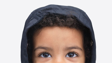 Little girl looking up